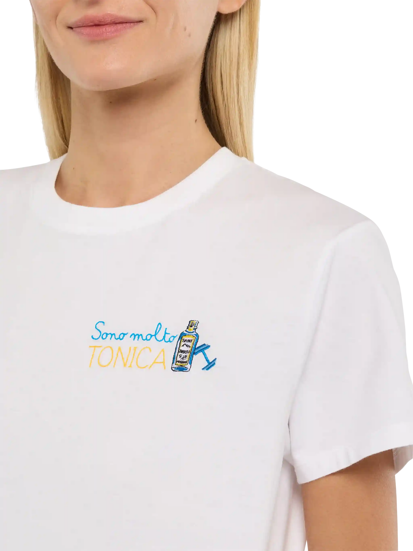 Emilie cotton t-shirt with Sono molto tonica embroidery - MC2 Saint Barth