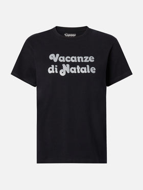 T-shirt Emilie in cotone nero con applicazione glitter Vacanze di Natale | VACANZE DI NATALE SPECIAL EDITION