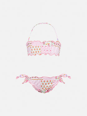 Emy classic bandeau bikini with flower patch print - MC2 Saint Barth