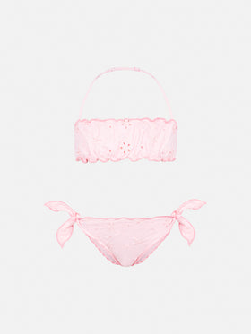 Emy classic bandeau bikini with Sangallo lace embroidery - MC2 Saint Barth