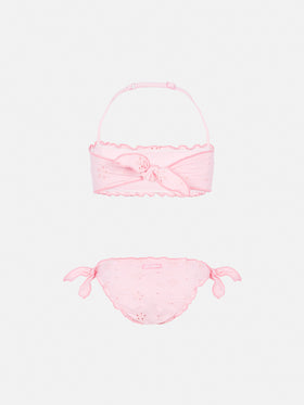 Emy classic bandeau bikini with Sangallo lace embroidery - MC2 Saint Barth
