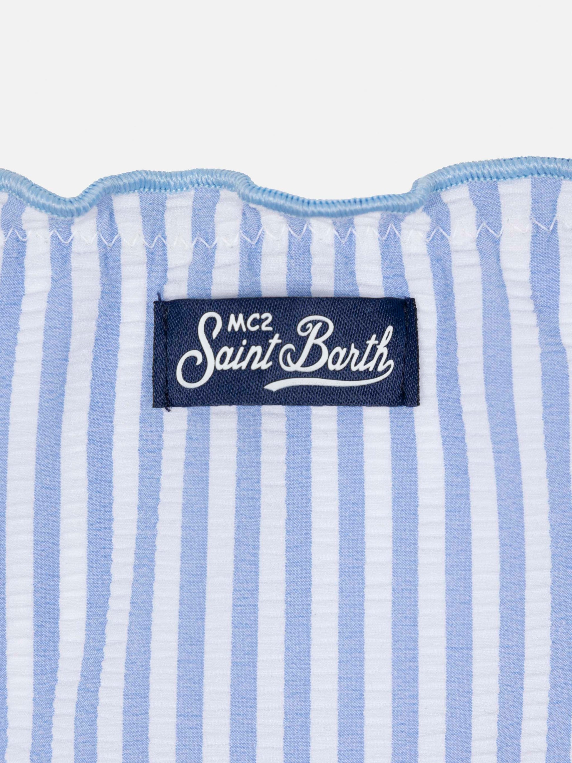 Emy classic bandeau seersucker bikini with striped print - MC2 Saint Barth