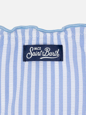 Emy classic bandeau seersucker bikini with striped print - MC2 Saint Barth