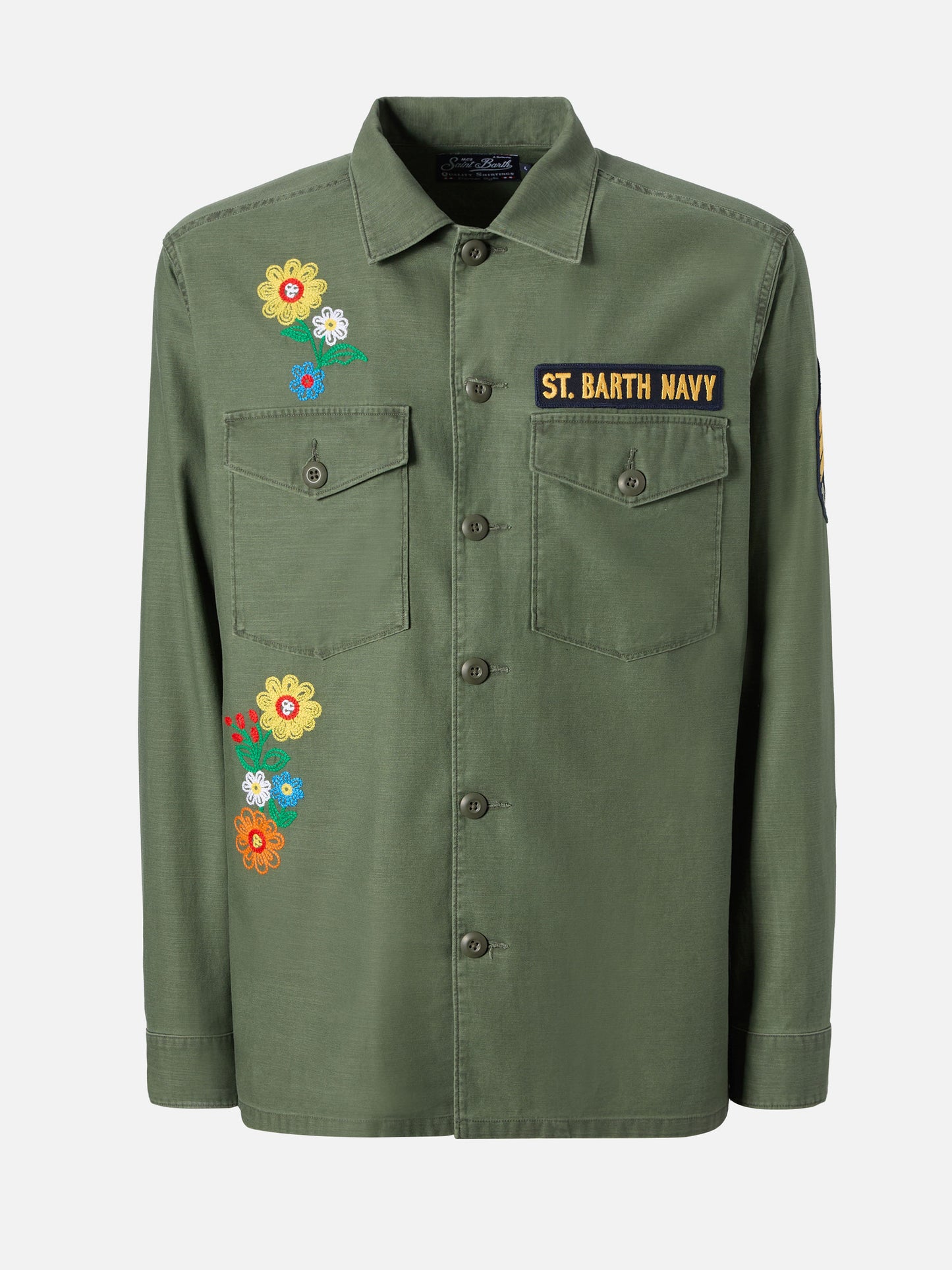 Esteban besticktes Overshirt in Militärgrün