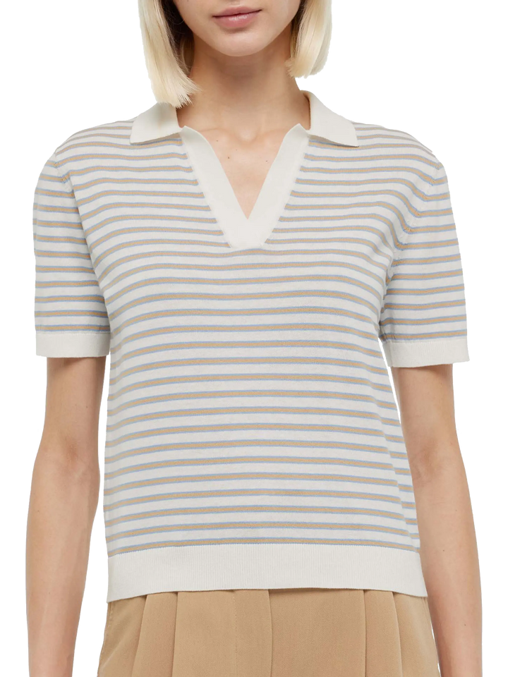 Beige striped knitted polo Evonne - MC2 Saint Barth