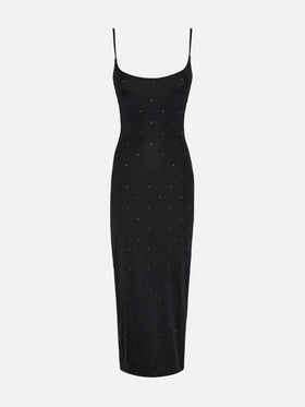 Evy long fitted black slip dress