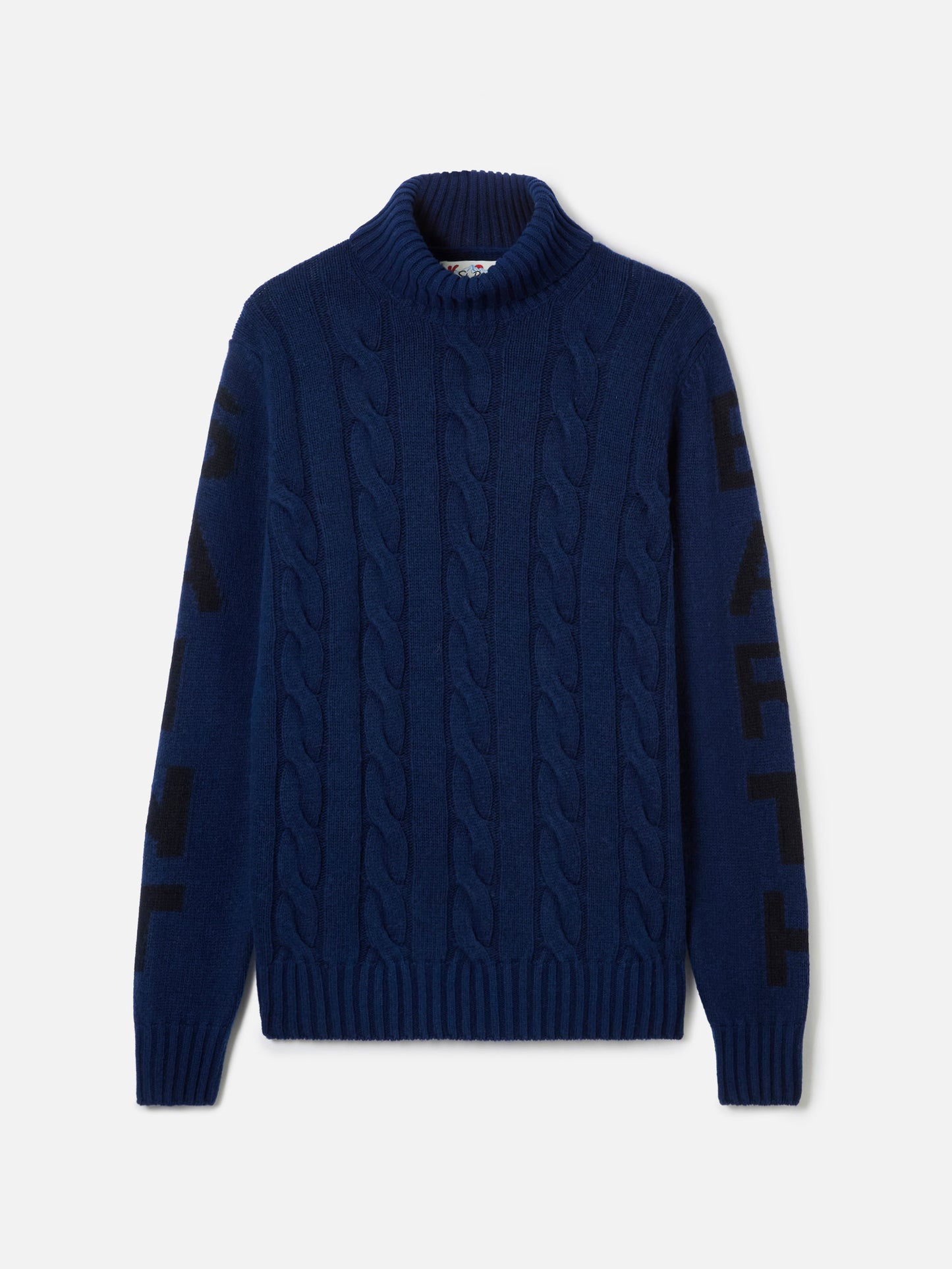 Schwarzer Rollkragenpullover mit Zopfmuster für Herren Fisherman