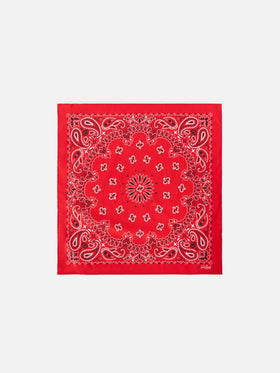 Cotton Foulard with red bandanna print