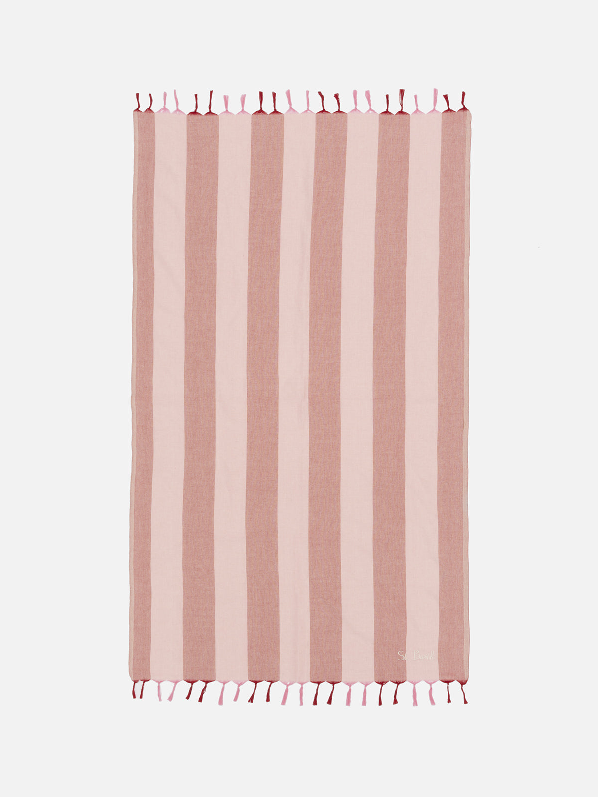 Leichtes Baumwoll-Strandtuch Fouta mit rosa Streifendruck