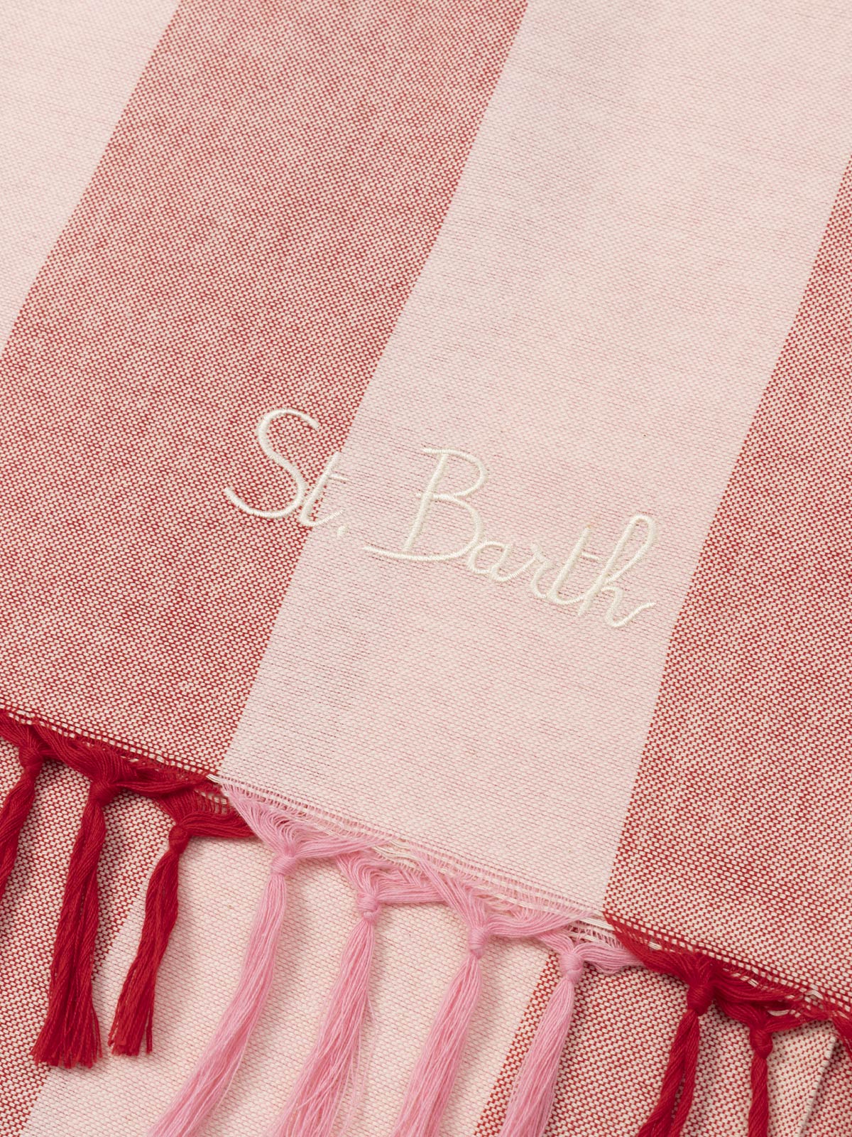 Leichtes Baumwoll-Strandtuch Fouta mit rosa Streifendruck