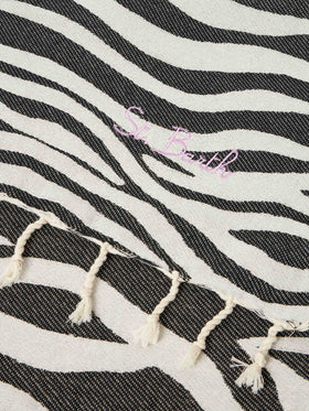 Foutas cotton beach towel with zebra jacquard - MC2 Saint Barth