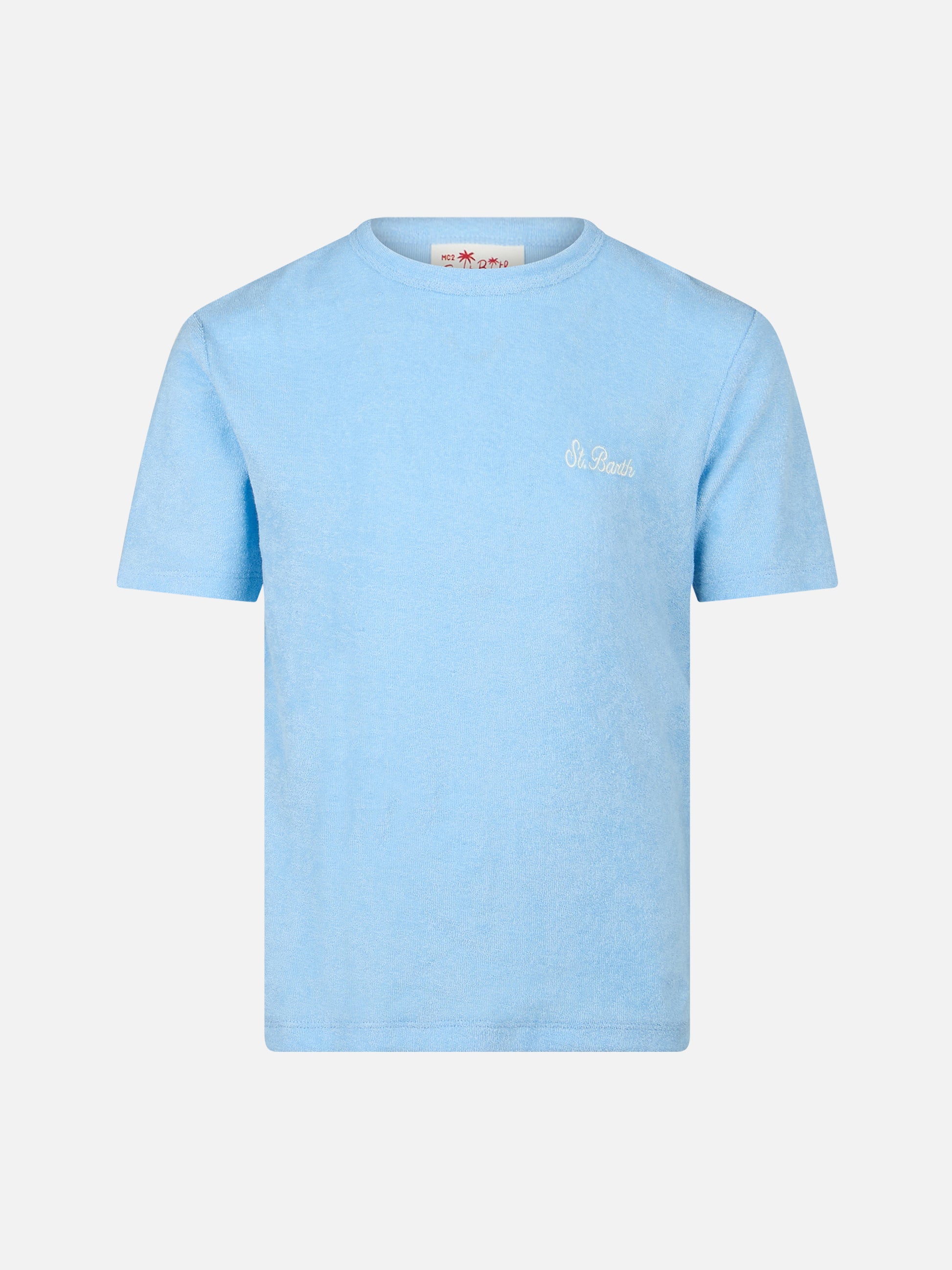 Boy light blue terry t-shirt Gary with St. Barth embroidery - MC2 Saint Barth