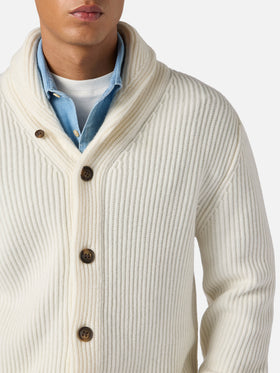 White pure-wool cardigan Glasgow