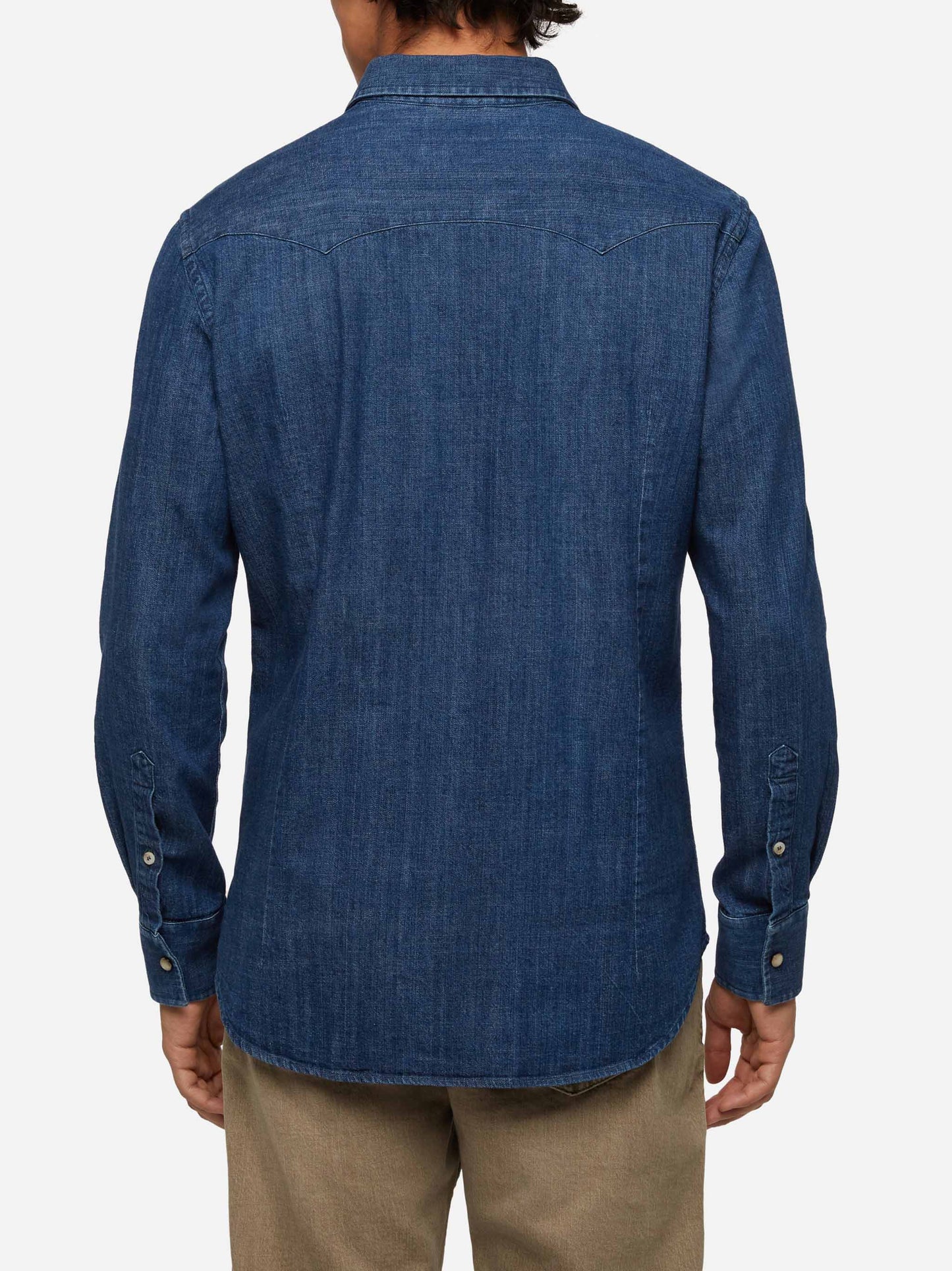 Denim shirt Greg with pied de poul patches - MC2 Saint Barth