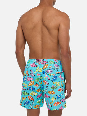 Man classic swim shorts with multicolor clownfish print