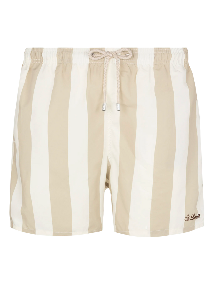 Mid-length striped Gustavia swim-shorts with St. Barth embroidery - MC2 Saint Barth