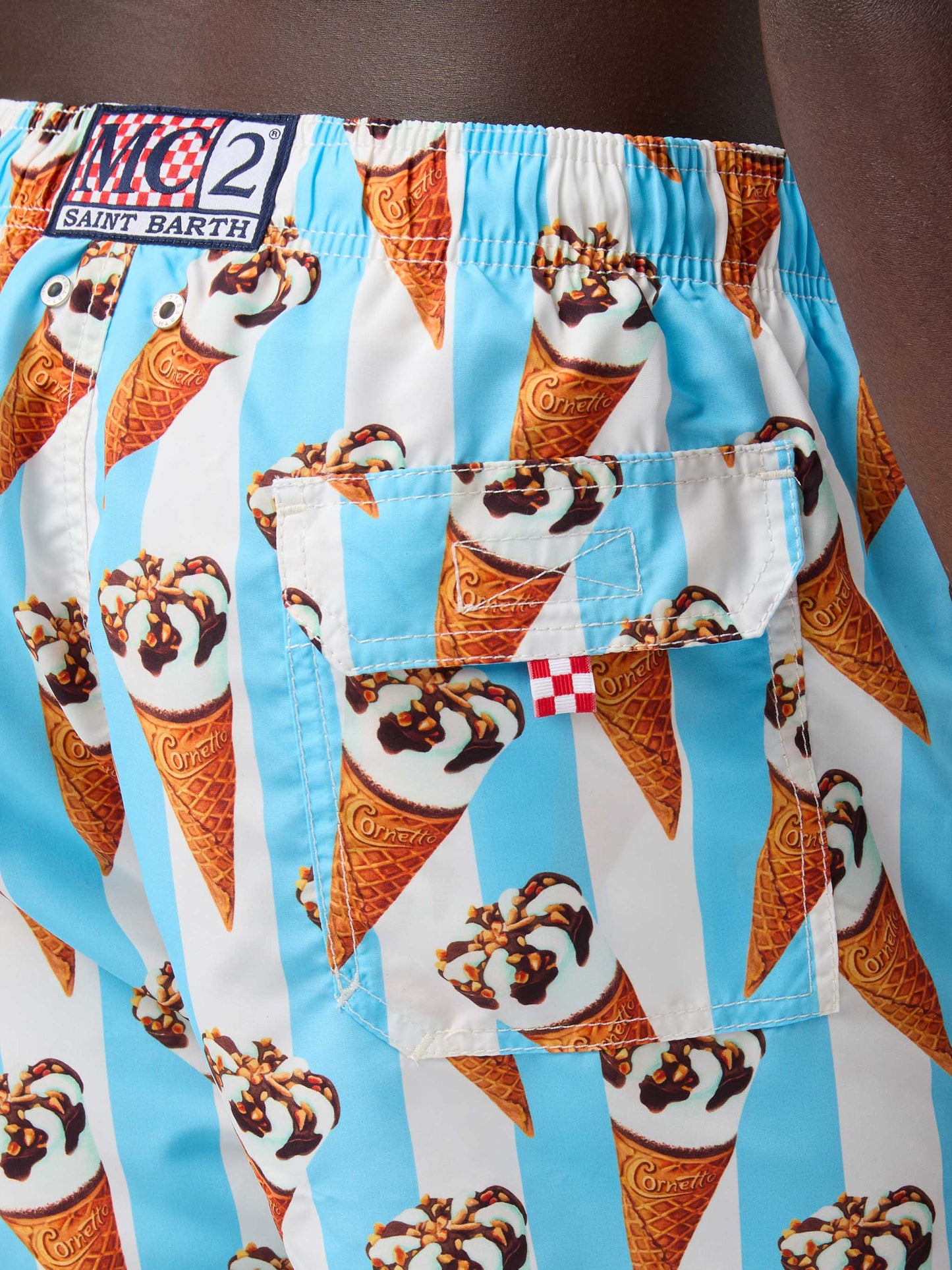 Costume mare Gustavia stampa Cornetto e righe azzurre | Special Edition