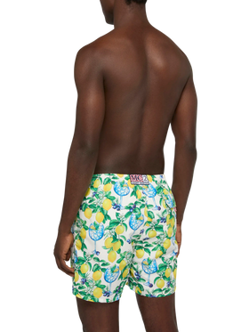 Mid-length Gustavia swim-shorts with gin and lemons print - MC2 Saint Barth