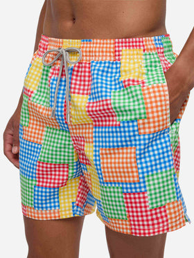 Costume da bagno da uomo vichy multicolore