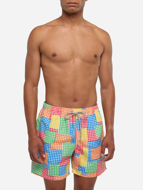 Costume da bagno da uomo vichy multicolore