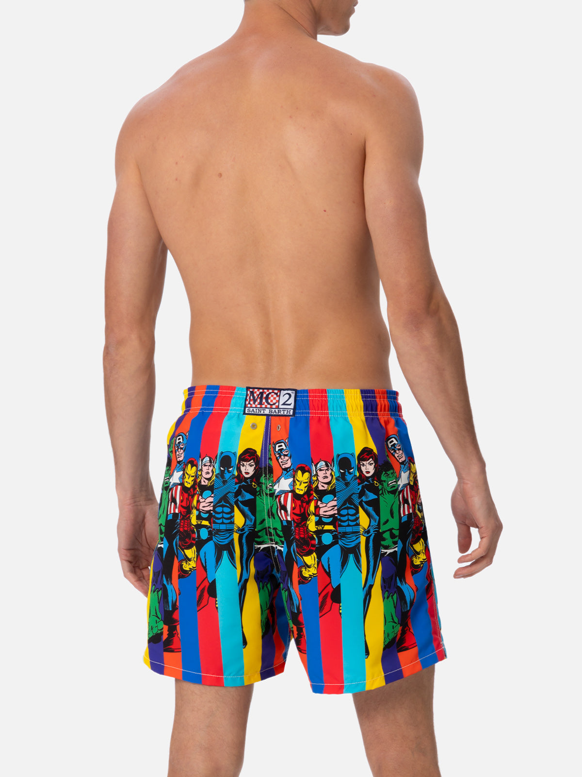 Man mid-length Gustavia swim-shorts with Marvel characters placed print| MARVEL SPECIAL EDITION - MC2 Saint Barth