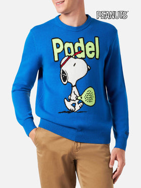 Rundhalspullover für Herren mit Snoopy-Padel-Jacquard | SNOOPY – ©PEANUTS SPECIAL EDITION