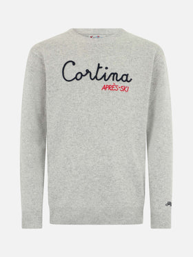 Man gray sweater Heron with Cortina apres ski embroidery - MC2 Saint Barth