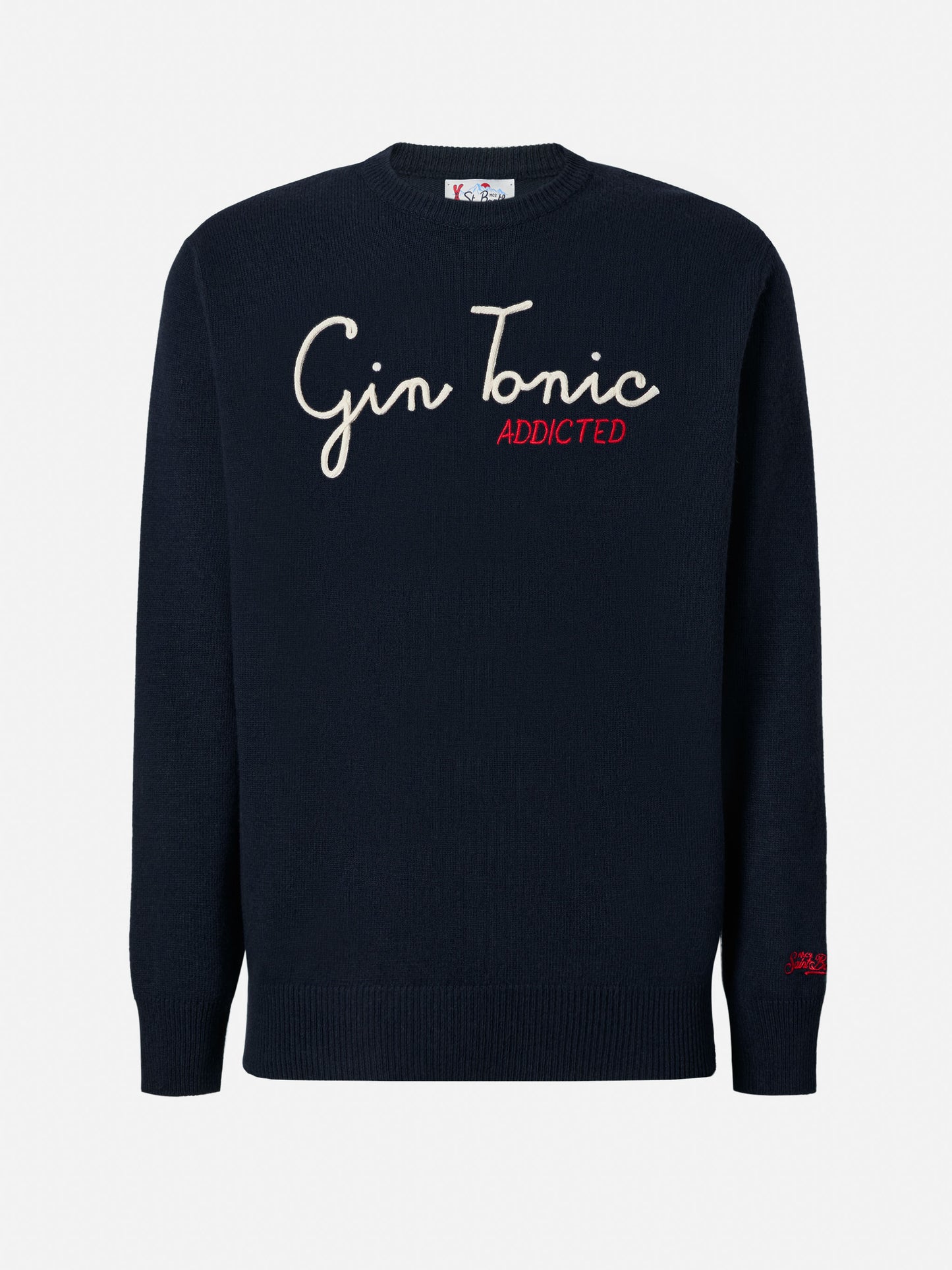 Girocollo Heron blu navy con ricamo Gin Tonic Addicted