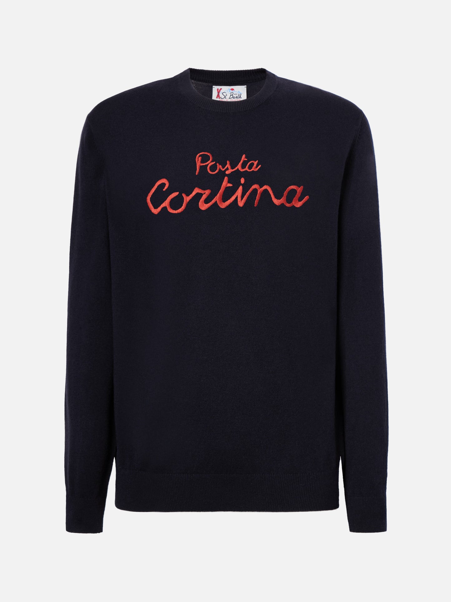 Blended cashmere sweater Heron with Posta Cortina embroidery
