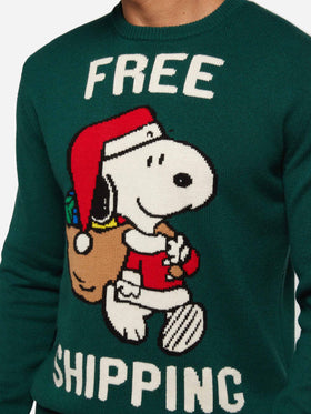 Green sweater Heron with Snoopy jacquard | SNOOPY PEANUTS® SPECIAL EDITION - MC2 Saint Barth