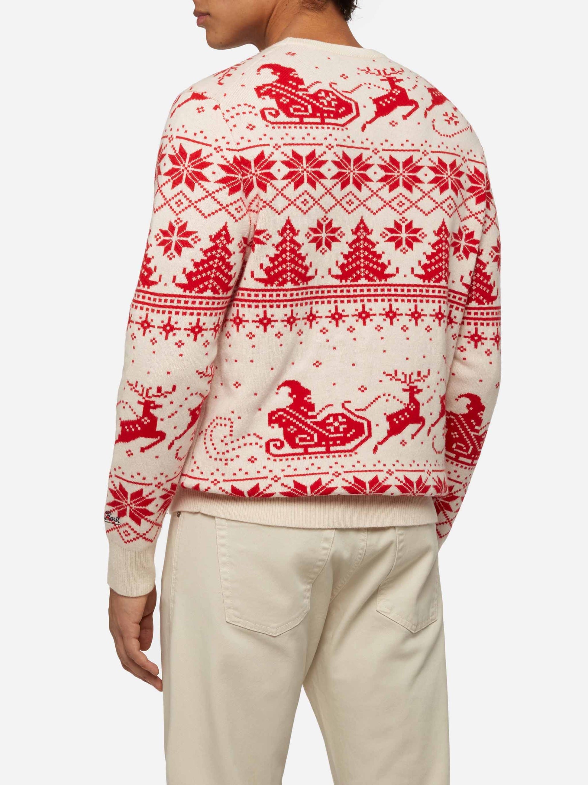 Red sweater Heron with fair isle and Dear Santa jacquard - MC2 Saint Barth