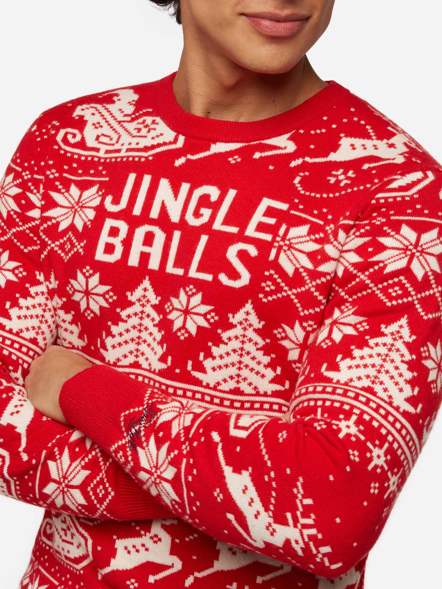 Fairs isle sweater Heron with Jingle Balls jacquard - MC2 Saint Barth