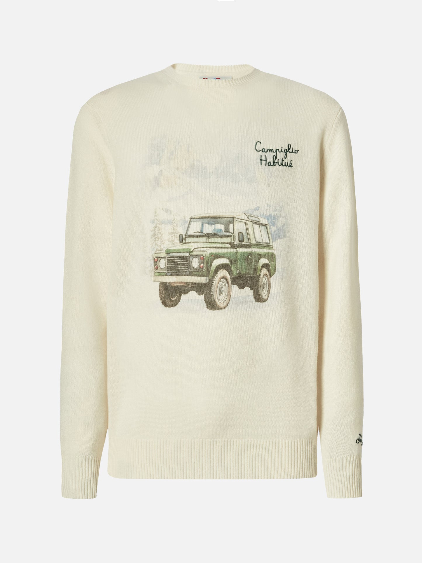 Heron Print sweater with Campiglio Road print