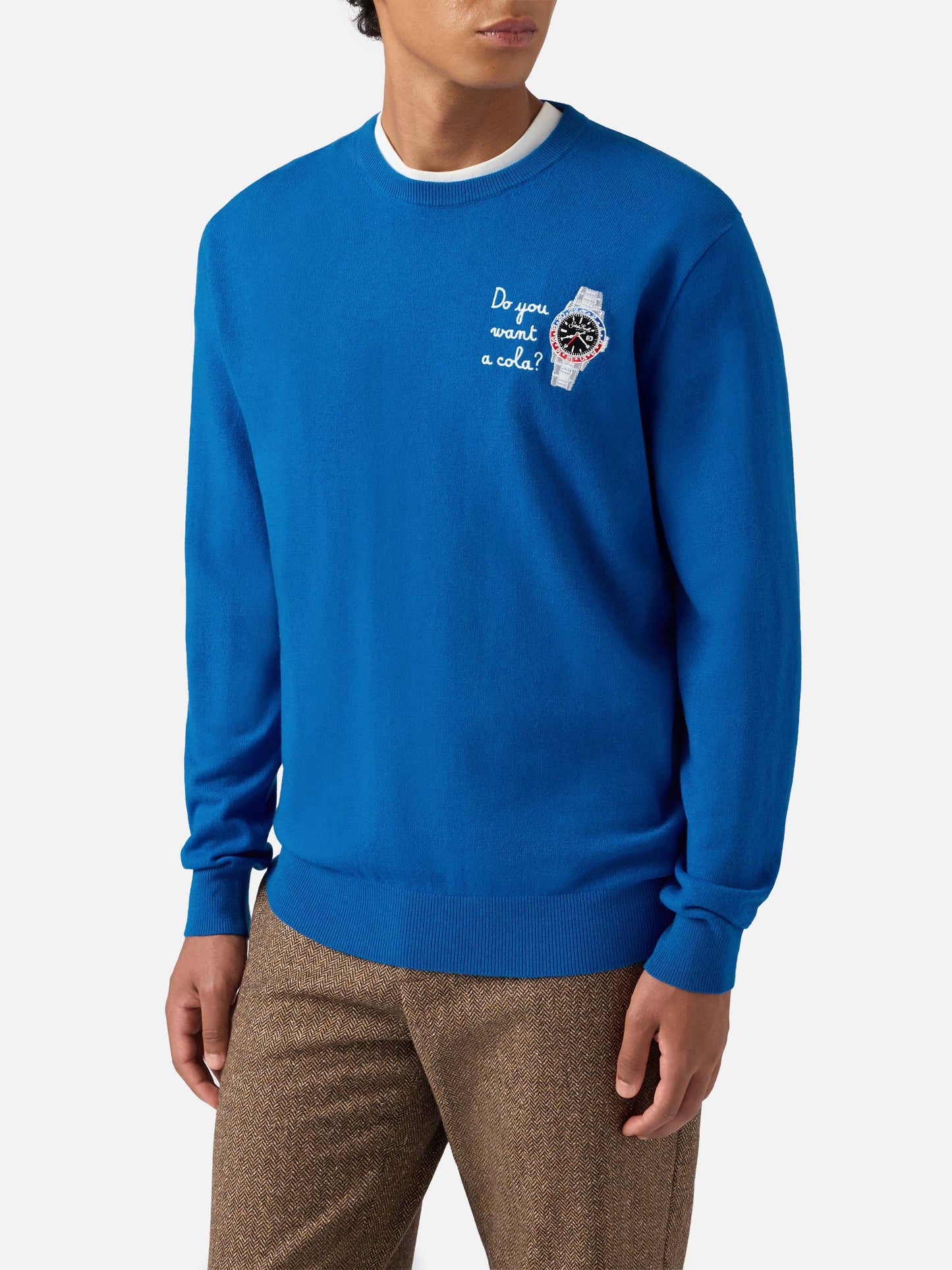 Maglione a girocollo Heron Light con ricamo Do you want a cola?