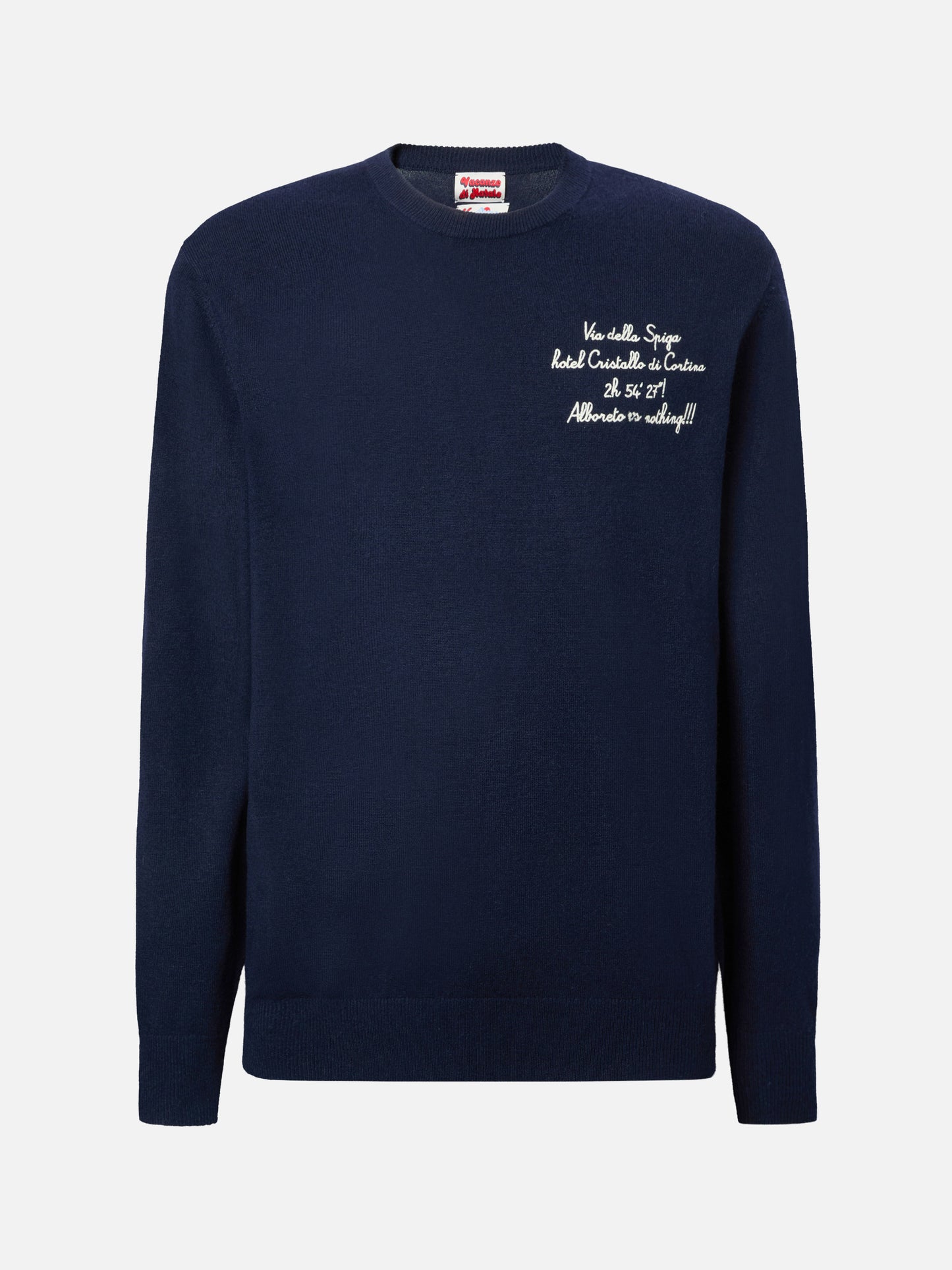 Crewneck sweater Heron Light with Via della Spiga… Alboreto is nothing! embroidery | VACANZE DI NATALE SPECIAL EDITION