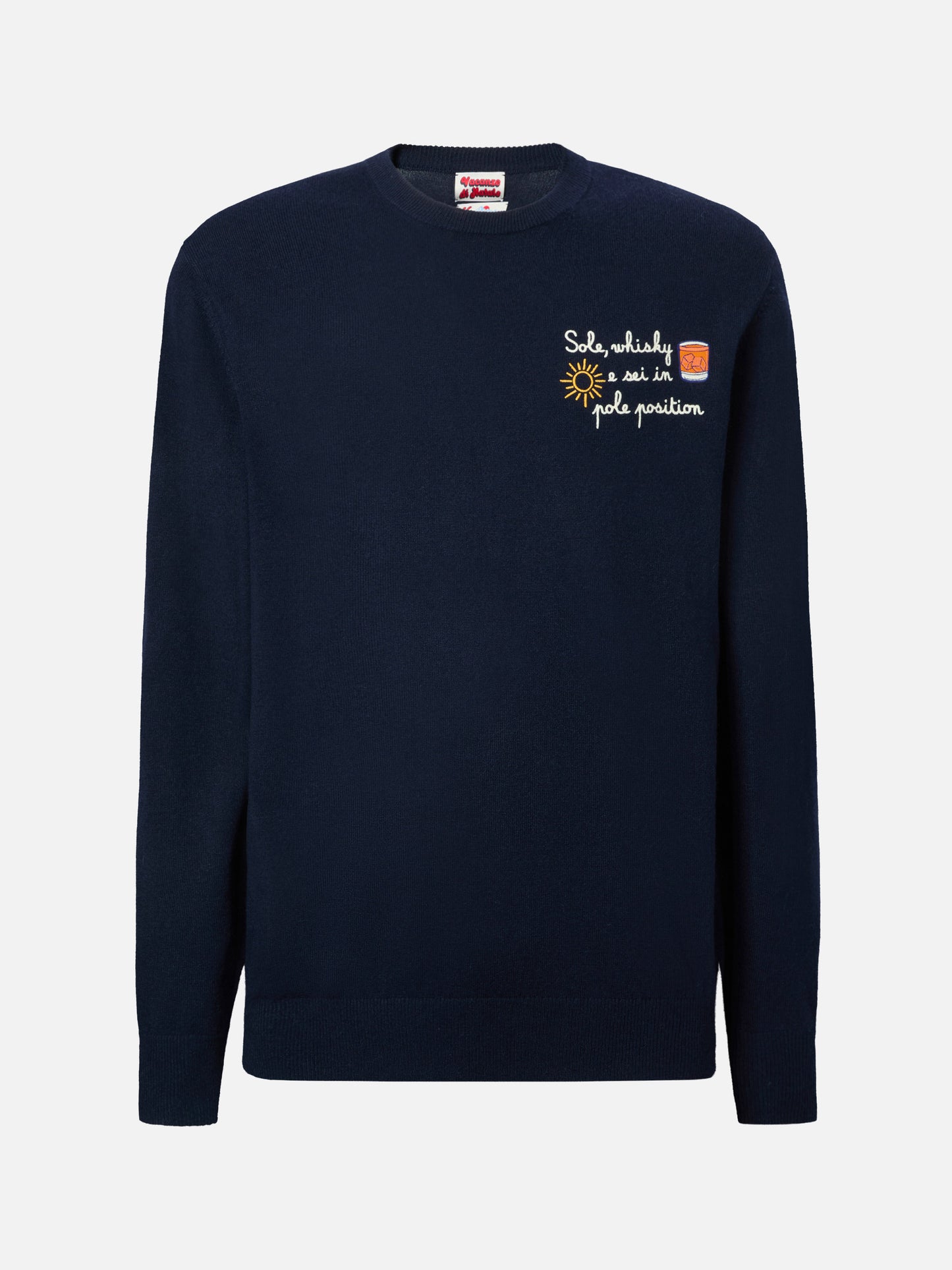 Crewneck sweater Heron Light with Sole, wishky e sei in pole position! embroidery | VACANZE DI NATALE SPECIAL EDITION