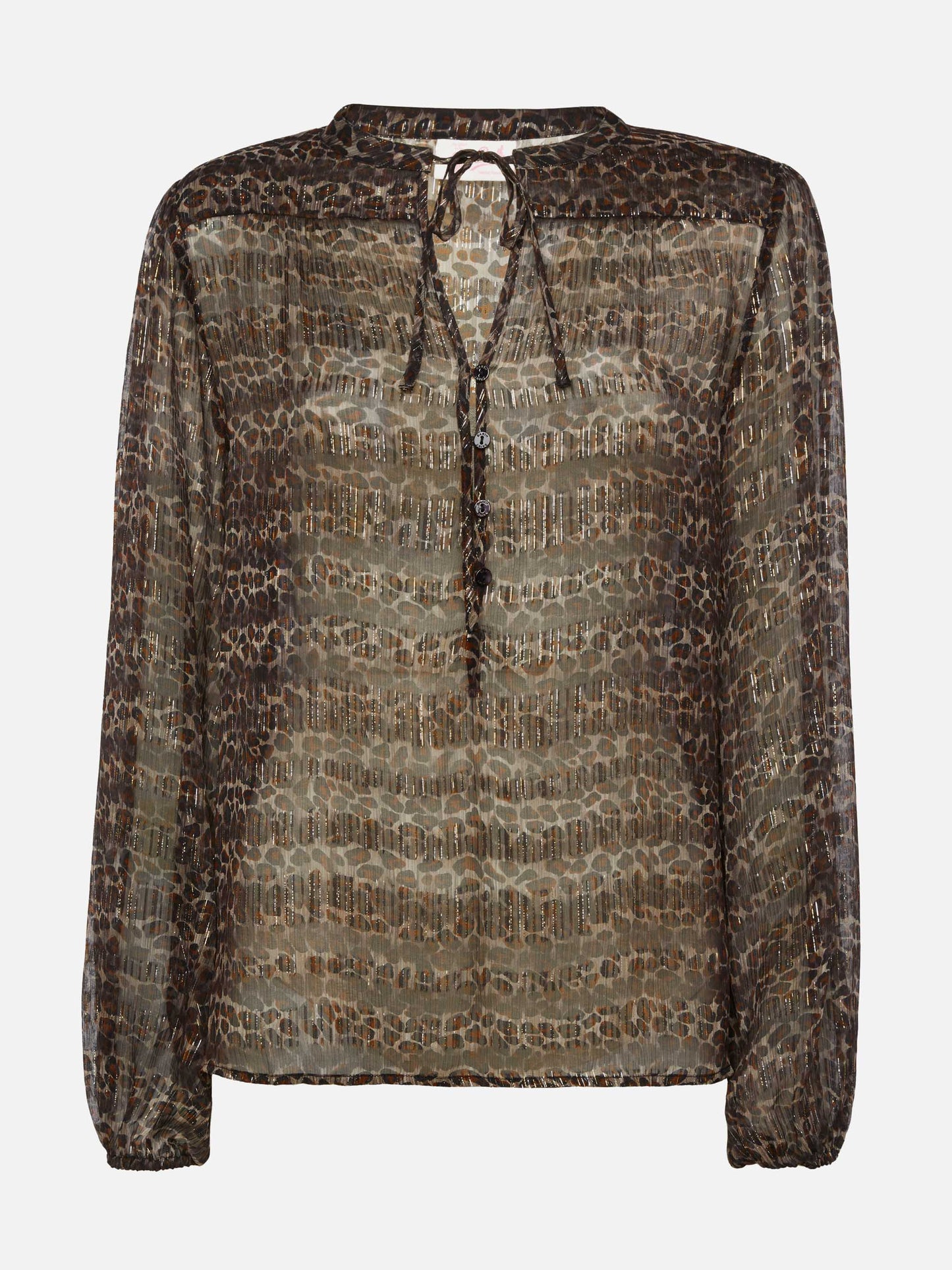 Harper silk voile blouse in lurex silk voile with animalier print - MC2 Saint Barth