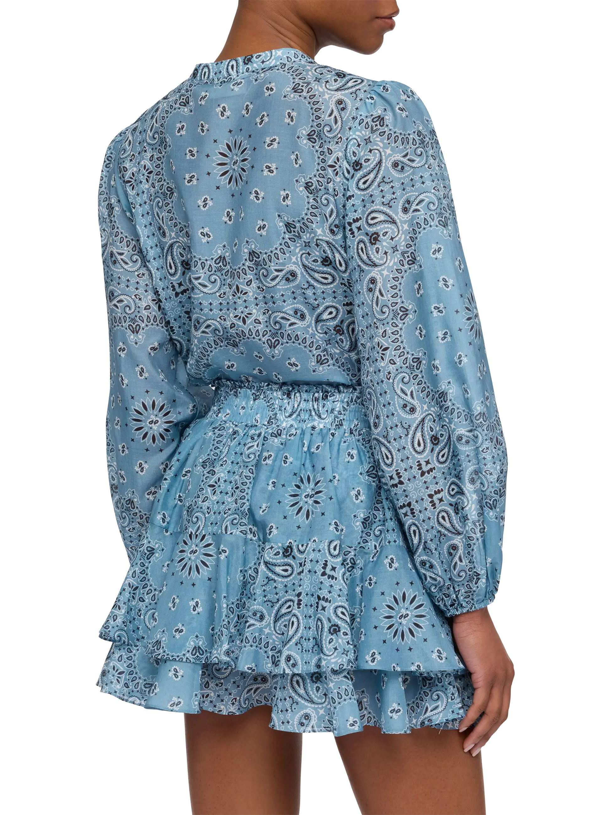 Harper silk voile blouse in lurex silk voile with bandanna print - MC2 Saint Barth