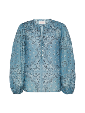 Harper silk voile blouse in lurex silk voile with bandanna print - MC2 Saint Barth