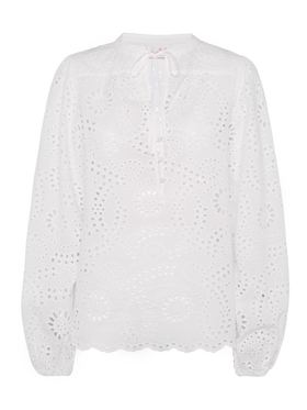 Harper silk voile blouse in white Sangallo lace - MC2 Saint Barth