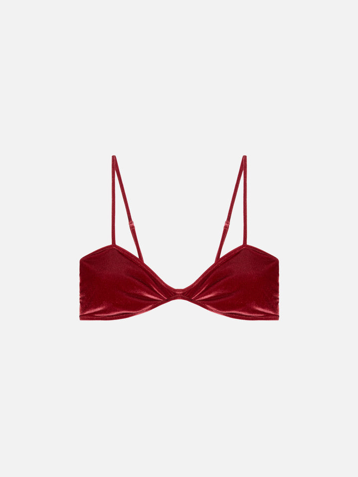 Ipanema scooped bralette top in brick red velvet