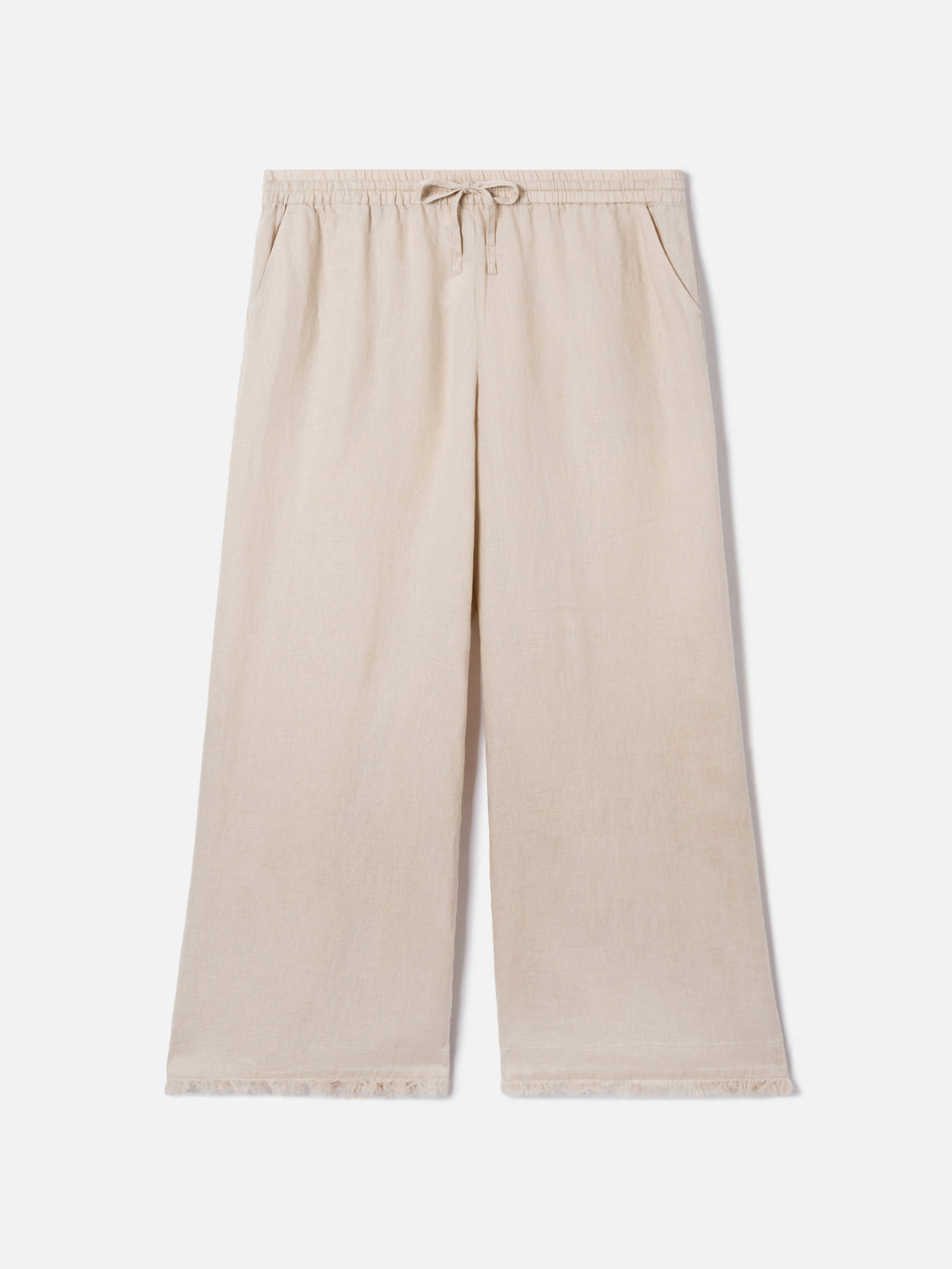 Pantalon Irma en lin beige avec ourlet effiloché