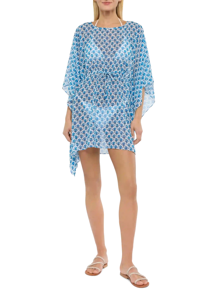 Kaftan Iria aus Baumwolle und Seide mit Blumendruck