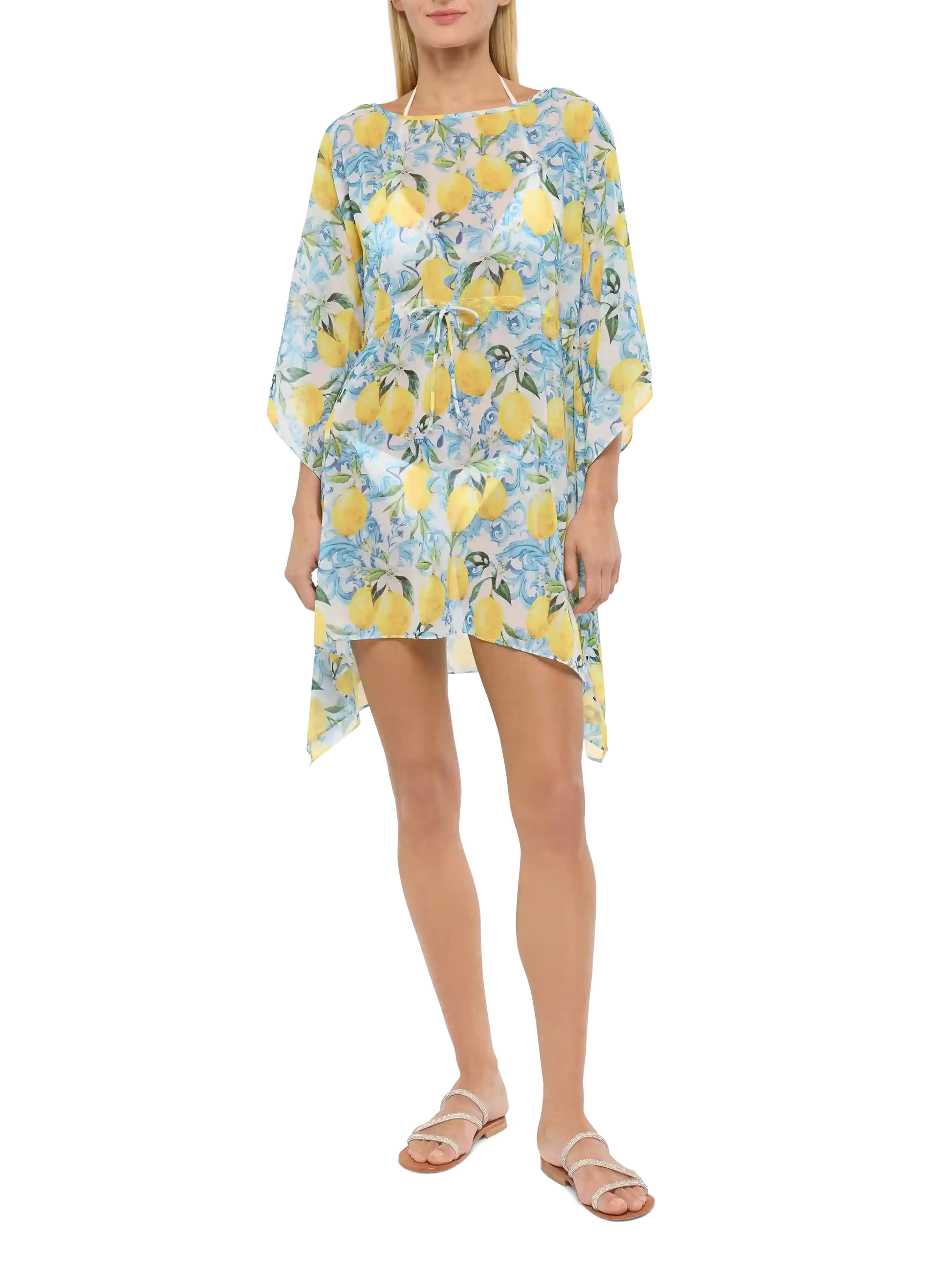Iria cotton silk kaftan with majolica print - MC2 Saint Barth
