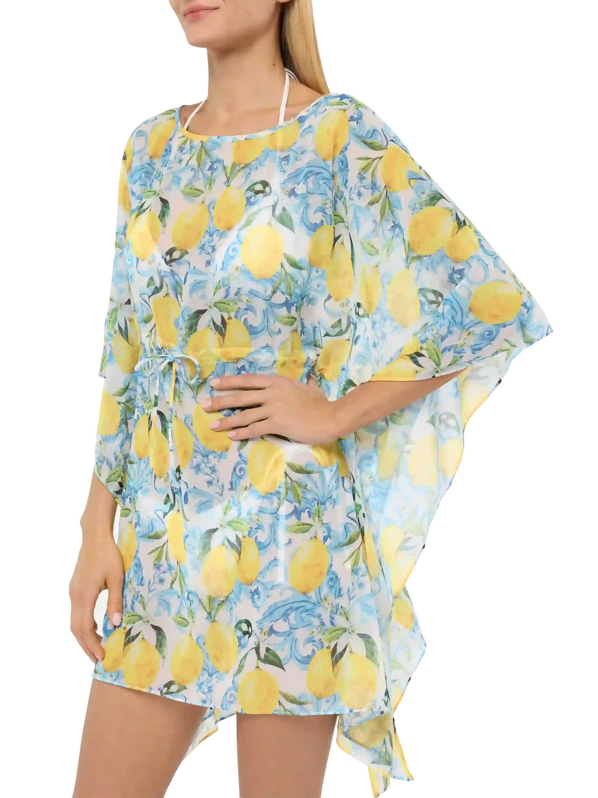 Iria cotton silk kaftan with majolica print - MC2 Saint Barth