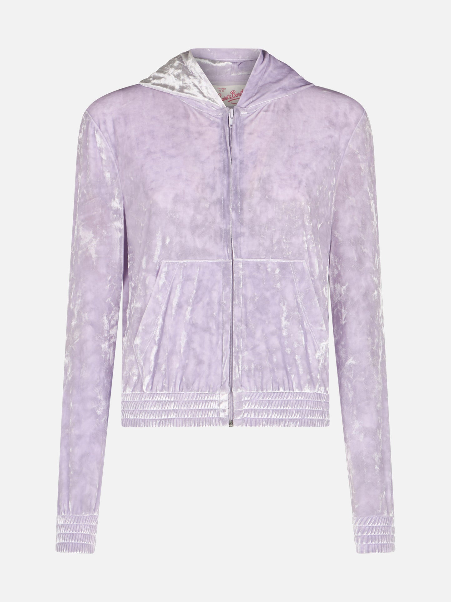 Woman lilac chenille zipped hoodie Jasmine - MC2 Saint Barth