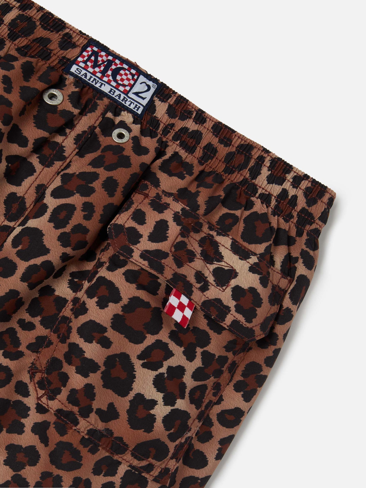 Jean swim shorts with Leopard Animalier print