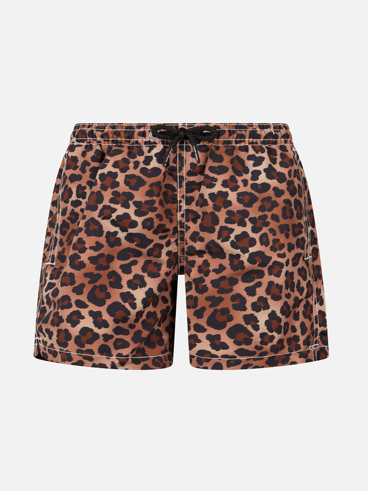 Boy mid-length Jean swim-shorts with animalier print - MC2 Saint Barth