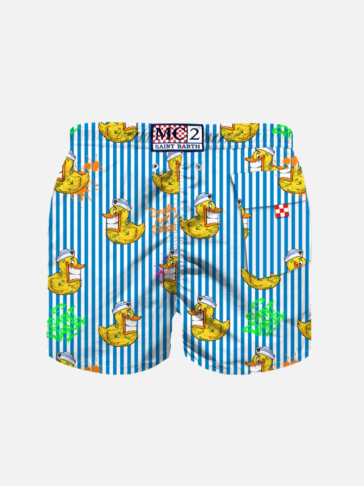 Boy swim shorts with Crypto ducky print | CRYPTO PUPPETS SPECIAL EDITION - MC2 Saint Barth