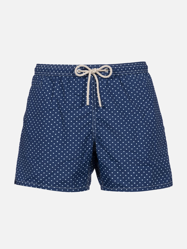 Boy lightweight fabric swim-shorts Jean Lighting with polka dots print - MC2 Saint Barth